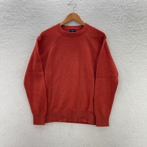 J Crew Sweater Mens Medium Orange Crewneck Lambs Wool Blend Preppy Ivy Old Money